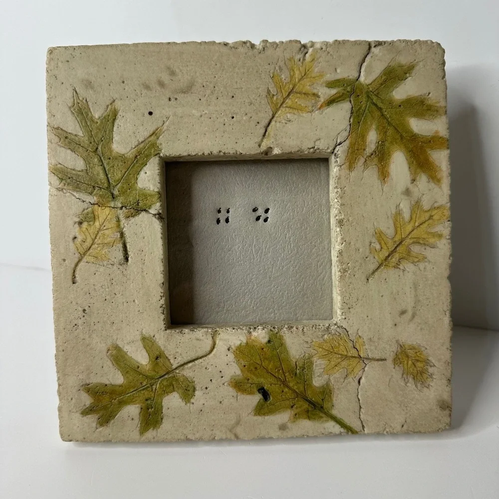 2 Picture Frames Leaf Impression & Floral Foxglove Textured Cottagecore Tabletop